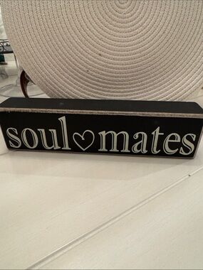 Black "Soul Mates" Decorative Wood Block Sign - Home Accents